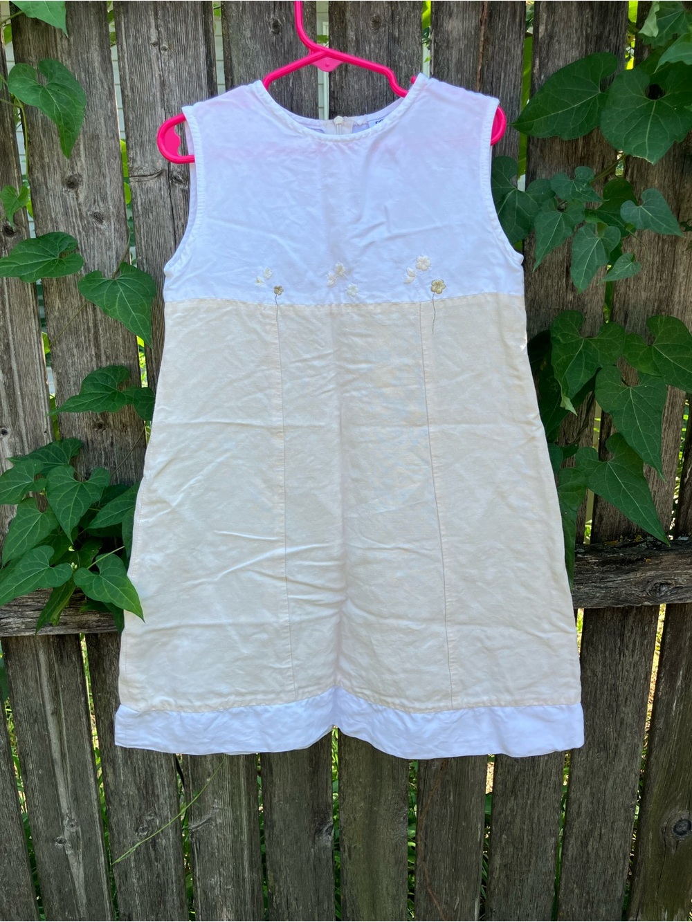 Sleeveless Cream and White Embroidered Girls' Dress